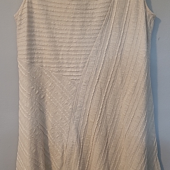 Anthropologie Sand Beige Textured A-line Sleeveless Midi Maxi Dress L Minimalist - Picture 7 of 16